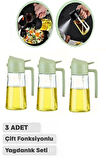 3 Adet Çift Fonksiyonlu Yağdanlık 550ml Zeytinyağı Sıvıyağ Cam Şişe Sprey Airfryer Yağlık Sirkelik