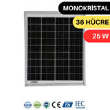 LEXRON 25W MONOKRİSTAL GÜNEŞ PANELİ