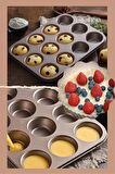 12'li Siyah Muffin Kalıbı Seti Kek Pasta Kurabiye Cupcake Ideal Kek Kapsülü Döküm Kek Kalıbı Seti