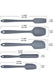 6 Parça Silikon Spatula Seti Pasta Yumurta Fırçası Kaşık Bıçak Spatula Yemek Hazırlık Seti Gri