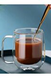 Çift Cidarlı Cam Bardak Kupa Çift Katlı Isı Yalıtımlı Espresso Latte Bardağı