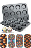 Muffin Kalıbı 12'li + 24'lü  Kek Kurabiye Cupcake Muffin Kalıbı Fırın Kapsül Tepsisi