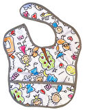 Yorni , 2 Adet, Ekonomik Set, 6-24AY, Zoo ve Family Desen, Sıvı Geçirmeyen, Cepli, Cırtlı Mama Önlüğü, Önlük