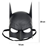 Siyah Renk Çocuk Boy Arkadan Lastikli Batman Maskesi A Kalite  20x14 cm