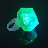 Kristal Tasarımlı Led Glow Işıklı 3 Modlu Yeşil Yüzük 3.5 x 5 cm