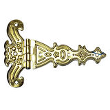 Dekoratif, Sac Tek Kuyruklu Menteşe - 69x102 mm, Büyük, Sarı, 1 Adet