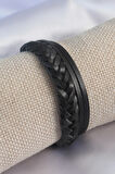 Siyah Burgu Model Deri Erkek Bileklik - TJ-EB3588