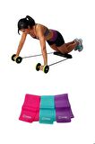 2 Li Set Karın Kası Kol Bacak Diz Dirsek Spor Aleti Kas Germe Güçlendirme 3'lü Pilates Bandı Seti
