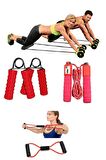 4'lü Set Karın Kası Bel Kol Bacak Spor Aleti Egzersiz Pilates Direnç Spor Bandı El Yayı Atlama Ipi