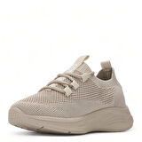 Günlük Kadın Triko Sneaker Bağcıklı Çorap Kalın Topuklu Oval Burunlu Spor Ayakkabı 625