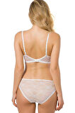Kadın Ekru Desteksiz Dantel Kaplı Sütyen Külot Takım
