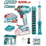 Total Darbeli Somun Sıkma Makinesi 400 Nm + Askılı Çalışma Işığı Seti - TOSLI23048E