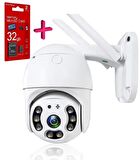 2.0 Mp Hd Lens İç Dış Mekan Suya Danıklı Ip Wifi Network Güvenlik Kamerası 32 Gb Hafıza Kartlı