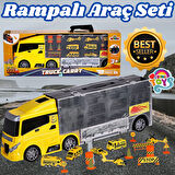Rampalı İnşaat Tır Seti - İnşaat Taşıyıcı Tır - Kaydıraklı Kamyon - Araç Yol Seti - Tır Yol Seti - Oyuncak Araç Seti