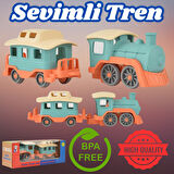 Lüx Somon Sevimli Tren Tren Seti - Plastik Tren - Kırılmaz Oyuncak - Kırılmaz Tren - Tren Oyuncakları - Tren Setleri