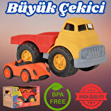 Lüx Sarı Büyük Çekici Kamyon - Plastik Çekici - Kırılmaz Oyuncak - Kırılmaz Çekici - Çekici Oyuncakları - Çekici Setleri
