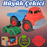 Lüx Kırmızı Büyük Çekici Kamyon - Plastik Çekici - Kırılmaz Oyuncak - Kırılmaz Çekici - Çekici Oyuncakları - Çekici Setleri