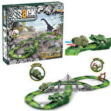 Dinozor Trucks 192 Parça Raylı Pist - Raylı Araç Oyuncak - Tren Oyuncak - Renkli Araç Yolu - Dino Trucks
