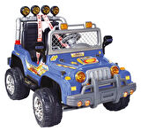 Kumandalı Çift Kişilik Mega Akülü Araba Mavi - 12 Volt İki Kişilik Akülü Araba Akülü JEEP - Mega Off Road Turbo Jeep