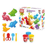 3D Dinozorlar Oyun Hamur Seti 168 Gr. - Oyun Hamuru Seti - Hamur Setleri - Hamur Kalıpları - Doğal Oyun Hamuru