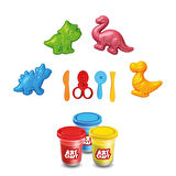 3D Dinozorlar Oyun Hamur Seti 168 Gr. - Oyun Hamuru Seti - Hamur Setleri - Hamur Kalıpları - Doğal Oyun Hamuru