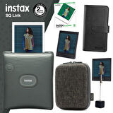 Instax SQ Link Yeşil Yazıcı 10lu Square Film Kılıf Albüm Pleksi Çerçeve ve Kıskaçlı Stand