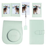 Instax mini 12 Yeşil Deri Kılıf Laporta Deri Albüm ve Fotoğraf Çerçeveleri Aksesuar Seti