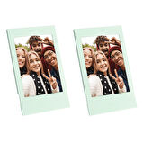 Instax mini 12 Simli Şeffaf Yeşil Kılıf Pvc 64'lü Albüm ve Fotoğraf Çerçeveleri Aksesuar Seti