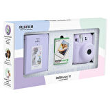 Instax mini 12 Lila Fotoğraf Makinesi 10'lu Film ve PVC Albüm Bundle Box