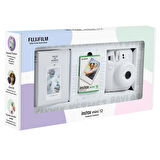Instax mini 12 Beyaz Fotoğraf Makinesi 10'lu Film ve PVC Albüm Bundle Box