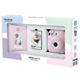Instax mini 12 Pembe Fotoğraf Makinesi 10'lu Film ve PVC Albüm Bundle Box