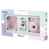 Instax mini 12 Pembe Fotoğraf Makinesi 10'lu Film ve Pleksi Kılıf Bundle Box