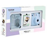 Instax mini 12 Mavi Fotoğraf Makinesi 10'lu Film ve Pleksi Kılıf Bundle Box