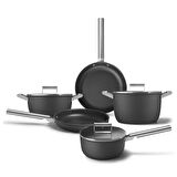 Smeg Cookware 50's Style Prima Plus 5'li Siyah Tencere&Tava Seti