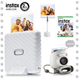 Instax Wide Link Beyaz Akıllı Telefon Yazıcısı ve Pal Beyaz Dijital Kamera Seti