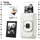 Instax mini LiPlay Hybrid Misty White Fotoğraf Makinesi-10'lu mini Film ve Çerçeve Hediye Seti