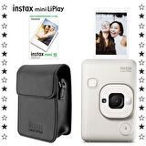 Instax mini LiPlay Hybrid Misty White Fotoğraf Makinesi 10'lu Film ve Deri Kılıf Hediye Seti
