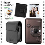 Instax mini LiPlay Hybrid Deep Bronze Fotoğraf Makinesi 10'lu Film Albüm ve Deri Kılıf Hediye Seti