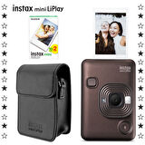 Instax mini LiPlay Hybrid Deep Bronze Fotoğraf Makinesi 20'li Film ve Deri Kılıf Hediye Seti