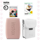 Instax mini Link 3 Pembe Akıllı Telefon Yazıcısı Beyaz Çanta ve 20'li mini Film