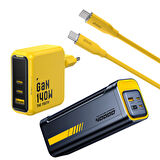 Aohi Youth 140W 3 Portlu Şarj Adaptörü, 40.000 mAh 140W PD3.1 Powerbank, 140W 1m PD 3.1 480Mbps Süper Hızlı Şarj/Data Kablosu Seti