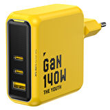 Aohi Youth 140W 3 Portlu Şarj Adaptörü, 40.000 mAh 140W PD3.1 Powerbank, 140W LED Ekranlı Naylon Örgülü Süper Hızlı Şarj/Data Kablosu Seti