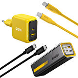 Aohi Magcube 67W 2 Portlu Şarj Adaptörü, 27.600 mAh 240W PD3.1 Powerbank, 140W 1m PD 3.1 480Mbps Süper Hızlı Şarj/Data Kablosu Seti