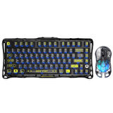 GravaStar Mercury K1 Lite+M2 Kablosuz RGB Işıklı Mekanik Q Gaming Klavye ve Optik Mouse Seti, Şeffaf Siyah