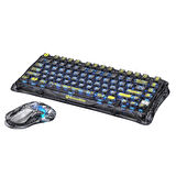 GravaStar Mercury K1 Lite+M2 Kablosuz RGB Işıklı Mekanik Q Gaming Klavye ve Optik Mouse Seti, Şeffaf Siyah