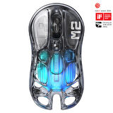 GravaStar Mercury K1 Lite+M2 Kablosuz RGB Işıklı Mekanik Q Gaming Klavye ve Optik Mouse Seti, Şeffaf Siyah