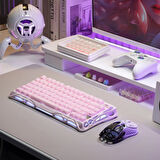 GravaStar Mercury K1+M1 Pro Kablosuz RGB Işıklı Mekanik Q Gaming Klavye ve Optik Mouse Seti, Special Edition, Pembe
