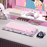 GravaStar Mercury K1+M1 Pro Kablosuz RGB Işıklı Mekanik Q Gaming Klavye ve Optik Mouse Seti, Special Edition, Pembe