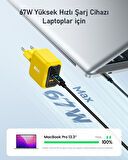 Aohi Magcube 67W 2 Portlu Şarj Adaptörü, 140W 1m PD 3.1 480Mbps Süper Hızlı Şarj/Data Kablosu Seti