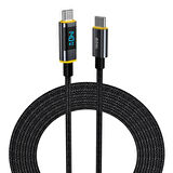 Aohi Magline Type-C to Type-C 1.2m PD 3.1 480Mbps 140W LED Ekranlı Naylon Örgülü Süper Hızlı Şarj/Data Kablosu Seti 2'li